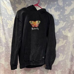 Black Hoodie with Butterfly Graphic